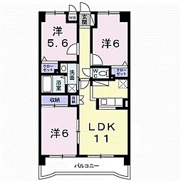サン・アムール弐番館 3LDKの間取図画像