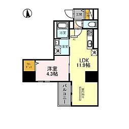 グランピーノ内淡路 1LDKの間取図画像