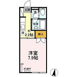コーポリアライズ 1Kの間取図画像
