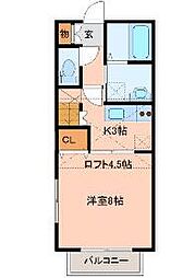 アヴァンセ岩切弐番館 1Kの間取図画像