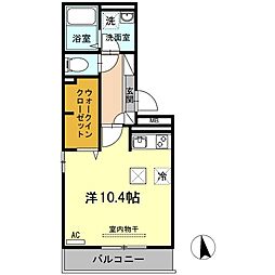 ウエストヴィレッジ2A ワンルームの間取図画像