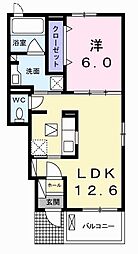 ヴィラ・プランドール2 1LDKの間取図画像