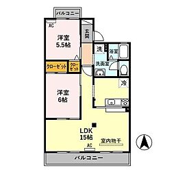 グランディールハヤシ 2LDKの間取図画像