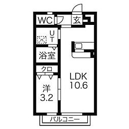 グラスハウス869 1LDKの間取図画像