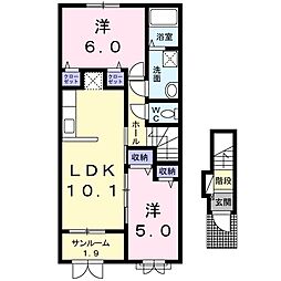 ミニョンソレイユ 2LDKの間取図画像