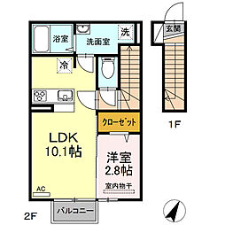 カーサアルマーレ 1LDKの間取図画像