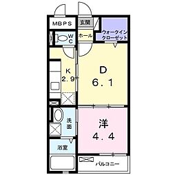 パル池田1 1LDKの間取図画像