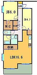 パステリブ成田壱番館 2LDKの間取図画像