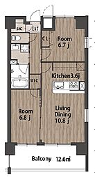 JR高崎線 高崎駅 徒歩9分の賃貸マンション 10階2LDKの間取り