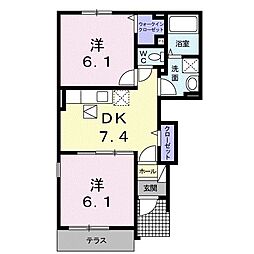 サリーチェ5 2DKの間取図画像