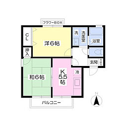 セジュール弐番館 2Kの間取図画像