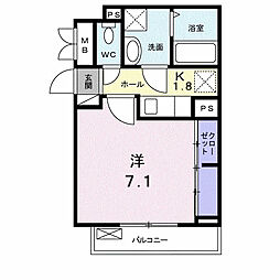コンフォータブリー蔦ヶ島 1Kの間取図画像