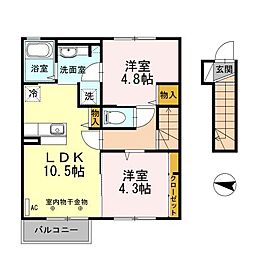 鹿野ヴィレッジ 2LDKの間取図画像
