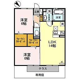 シェソワ 2LDKの間取図画像