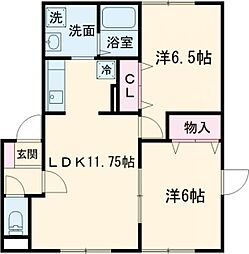 ウイングA 2LDKの間取図画像