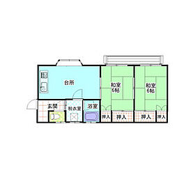 桜ハイツB棟 2DKの間取図画像