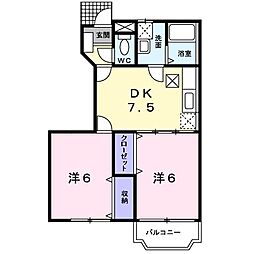 シンシアA 2DKの間取図画像
