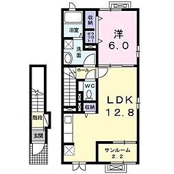 ルミアス前潟2 1LDKの間取図画像