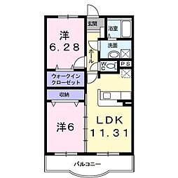 グリュックブルー 2LDKの間取図画像