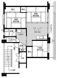 ビレッジハウス西出雲1号棟 3DKの間取図画像