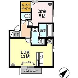 グランモア窪 1LDKの間取図画像