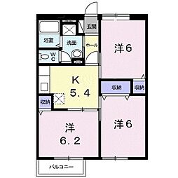 河辺ハイマートB 3Kの間取図画像