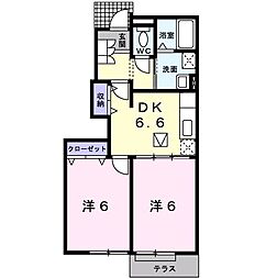ハイネス雅 2DKの間取図画像