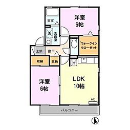 エトワールパレスB棟 2LDKの間取図画像
