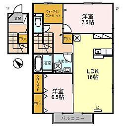 リビングタウン松若町C 2LDKの間取図画像