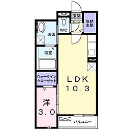 プランドール高槻 1LDKの間取図画像