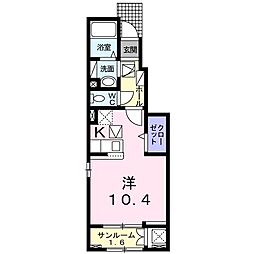 ガーデンハイツ・りんどう ワンルームの間取図画像