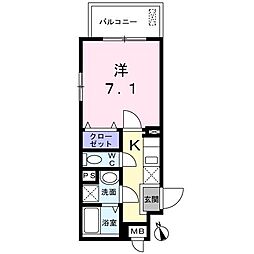 ドミール中野南台 1Kの間取図画像