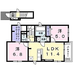 ホフヌング弐番館 2LDKの間取図画像