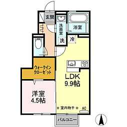 ル・ブランシェ 1LDKの間取図画像