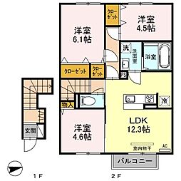 シュエットフルール 3LDKの間取図画像