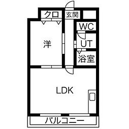 クラシティ御幸 1LDKの間取図画像