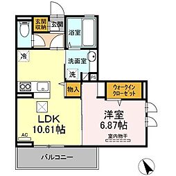 ヴィアレッタ福石 101 1階1LDKの間取り