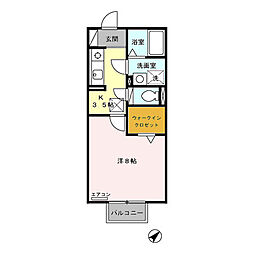 シャルムマノワールA 1Kの間取図画像