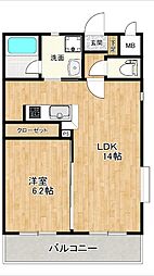 ヴェステンキーファー 1LDKの間取図画像