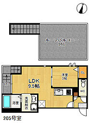 グランティックケーワン 1LDKの間取図画像