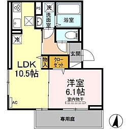 コンフォール・ロジェ 1LDKの間取図画像