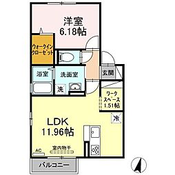 嶋本アパート3号 1LDKの間取図画像