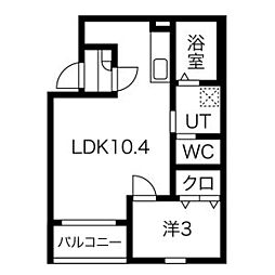 Warrenmatsubara1 1LDKの間取図画像