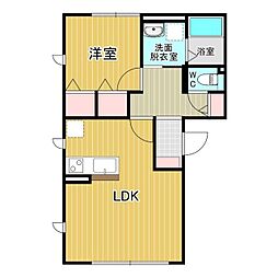 リブシェ上杉A 1LDKの間取図画像