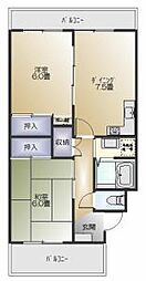 コーポMelody 2DKの間取図画像