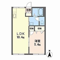 チューリップハイツA 1LDKの間取図画像