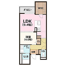 ぱ～くたうんルナ名古屋 1LDKの間取図画像