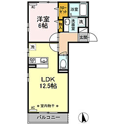 ヴァンベール 1LDKの間取図画像