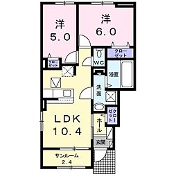 ボナール1 2LDKの間取図画像
