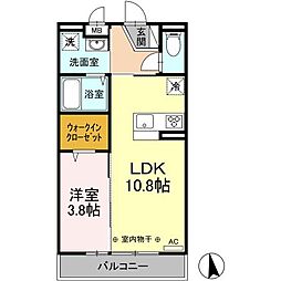 D-room姉体2 1LDKの間取図画像